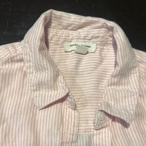 Pink Striped Button-Up Shirt short sleeve